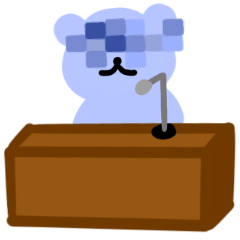 Celebrity blue bear have an interview