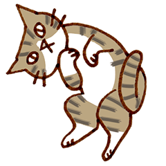 Cat-Brown tabby&white, POLUKO's greeting
