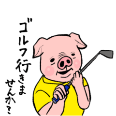 Pig playing golf