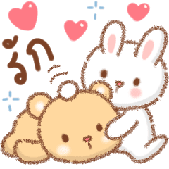 rabbit bear kiss & love :3