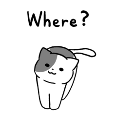 Silver and white cat sticker 3 (English)