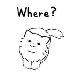 Long hair white cat sticker 3 (English)