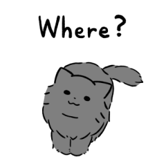 Long hair gray cat sticker 3 (English)