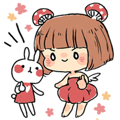 Mushroom Girl & Rabbit