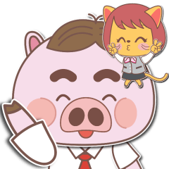 nikuziru & nekomi(working pig & cat)