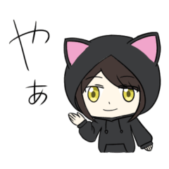 Girl with loose black cat hoodie