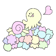 Colorful cotton candy ghosts