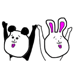 a giant panda&rabbit sticker2