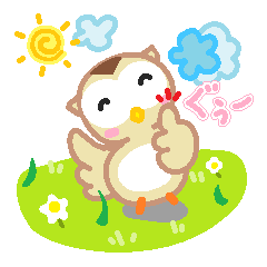 Owl-like bird greeting sticker