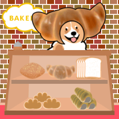 パンをかぶった犬