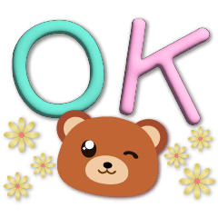 3D font cute bear intimate greetings