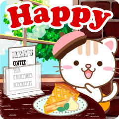 Natural Cat Happy Popup Sticker English