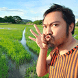 Cute guy 2022 and rice field