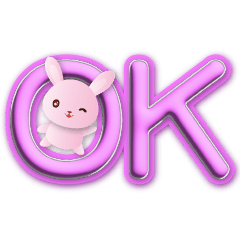 3D font-cute pink rabbit-greetings