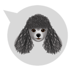 Silver poodle balloon stickers