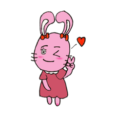粉紅愛心兔