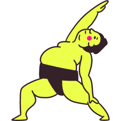 neon-colored Sekiwake doing Yoga