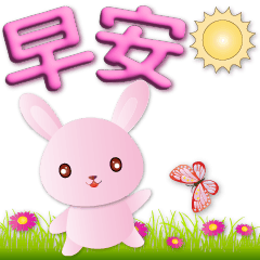 3D font-super practical-cute pink rabbit