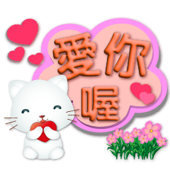 3D font-cute white cat-life daily dialog