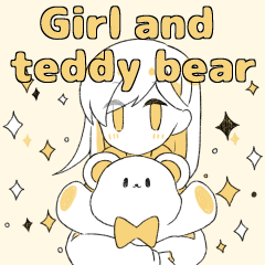 Girl and teddy bear Sticker