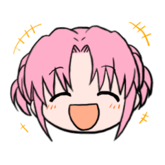 A sticker of a pink haired girl.