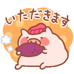 fluffy! gluttonous pig sticker