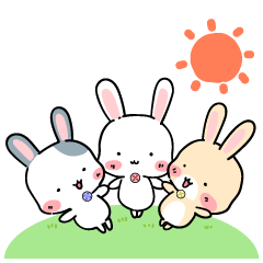 Sticker of cute three rabbits