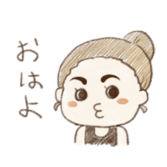 Wakayama dialect bun hair girl sticker