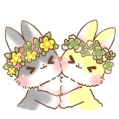 Fluffy cute rabbits sticker