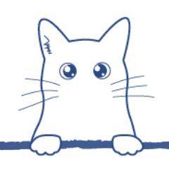 A moving white cat drawn in blue