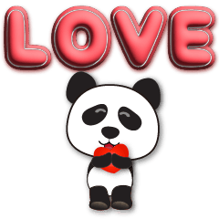 3D font-cute panda common daily greeting