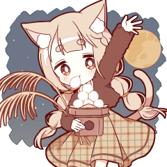 NEKOMIMI girl & boy autumn sticker