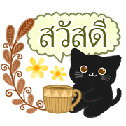 cute black cat thai