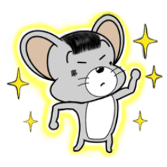A strange hairstyle mouse sticker.