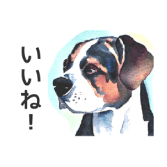 adesivo de aquarela de cachorro calmo