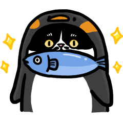 Dot Cat pretending to be a penguin