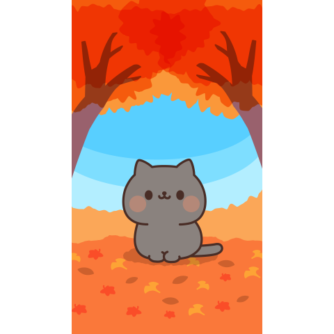 Pop-up! black cat sticker (autumn)