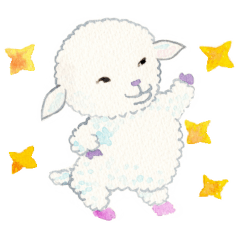 水彩の子供たち - 羊と花を好きな巻毛の子