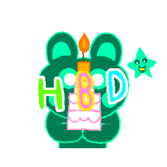 Cute green bear HBD