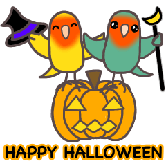 Halloween stickers of parakeets