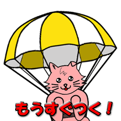 Pin and Kuu of a moving pink cat[resale]