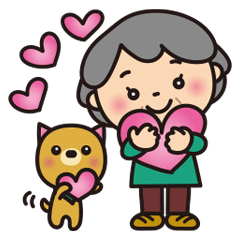 可愛的奶奶❤︎和❤︎小狗［日語］