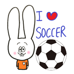 A leaping rabbit loves soccer