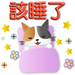 3D font-cute Calico Cat-everyday phrase