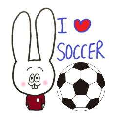 A leaping rabbit loves soccer crimson