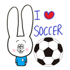 A leaping rabbit loves soccer lightblue