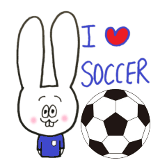 A leaping rabbit loves soccer blue ver.