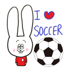 A leaping rabbit loves soccer red ver.