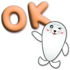 3D font-cute seal-workplace phrase