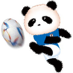 Soccer is good! Fluffy panda, blue